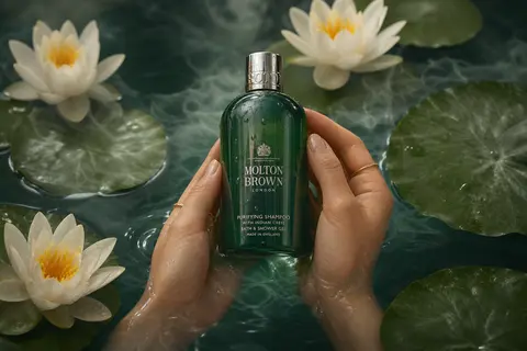 Luxury product photography of a green translucent bath and shower gel bottle hel - AI生成图片 4