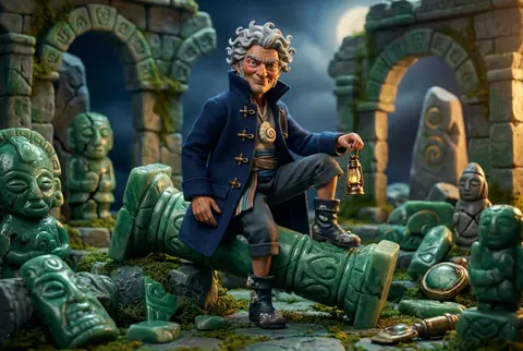 Full-body claymation stop-motion portrait of an eccentric lighthouse keeper perc - AI生成图片 1