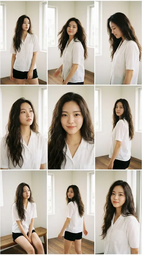 9:16 vertical — a 3x3 grid collage of nine frames forming a polished East Asian - AI生成图片 2