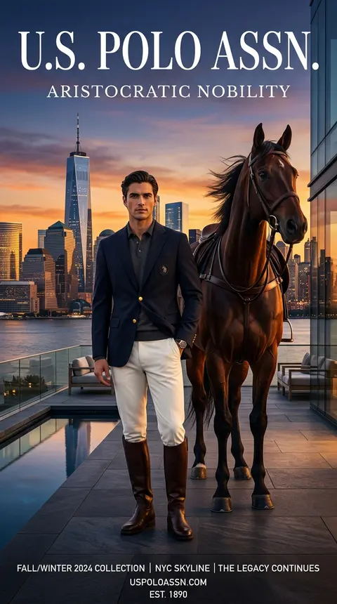 An ultra-luxury fashion editorial campaign poster for U.S. Polo Assn., capturing - AI生成图片 3
