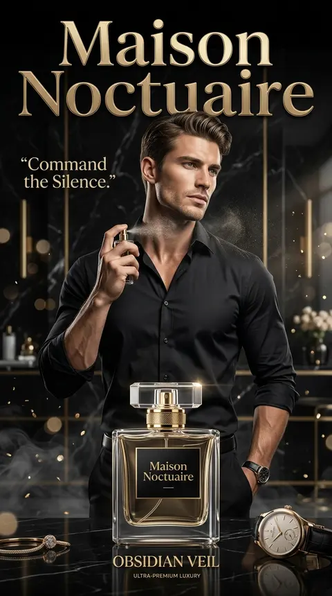 Ultra-premium luxury perfume advertisement, vertical 9:16 format, featuring Cass - AI生成图片 3