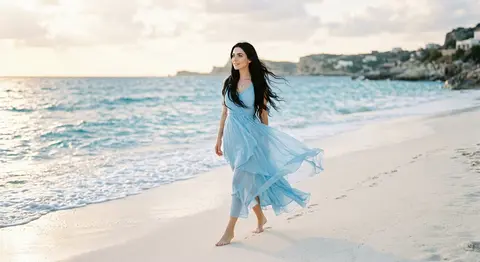 a cinematic coastal portrait of Seraphine Vale, a fictional Mediterranean muse w - AI生成图片 4