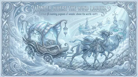 Vertical 9:16 art nouveau poster of a whimsical desert nomad caravan gliding acr - AI生成图片 3