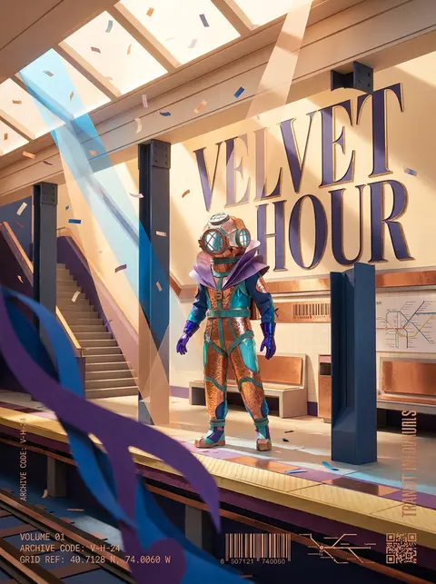 9:16 ultra-luxury editorial fashion poster titled **VELVET HOUR** reimagined as - AI生成图片 2