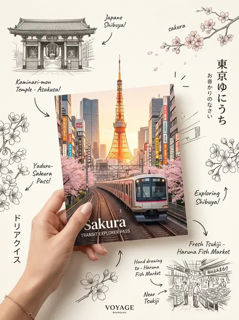 A highly aesthetic travel-journal collage of Tokyo, Japan, in a modern Pinterest - AI生成图片 3