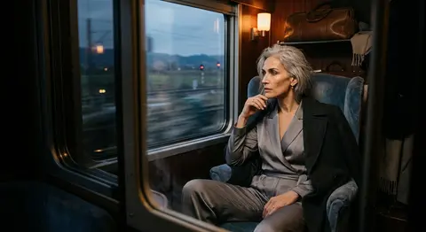 Hyper-detailed cinematic editorial portrait of a striking silver-haired young tr - AI生成图片 3