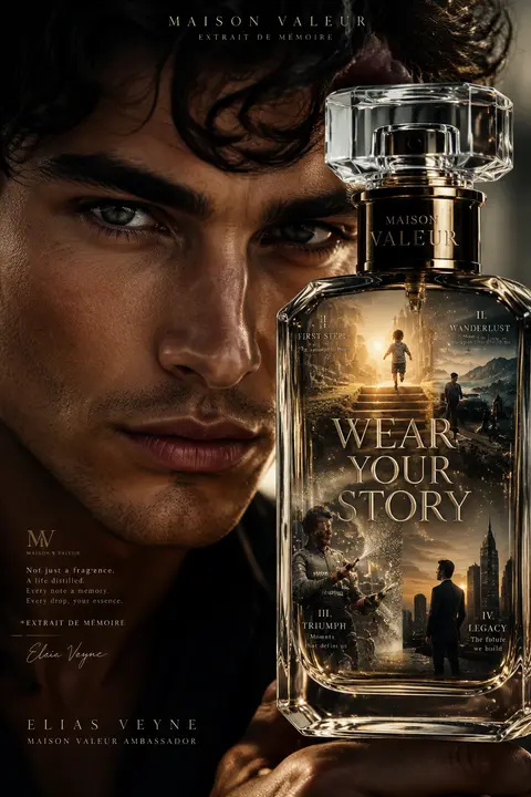 A premium `9:16` fragrance advertising poster featuring an ultra close-up portra - AI生成图片 2