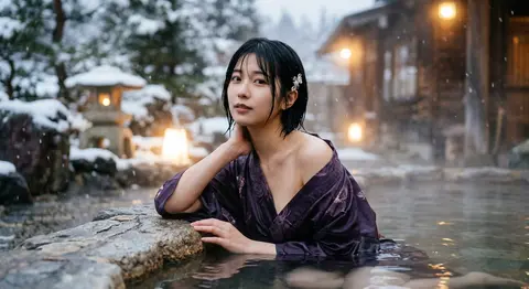 Create a masterpiece, best quality, ultra-detailed cinematic winter onsen aesthe - AI生成图片 3