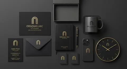 A professional luxury branding identity kit is meticulously arranged in a flat-l - AI生成图片 1