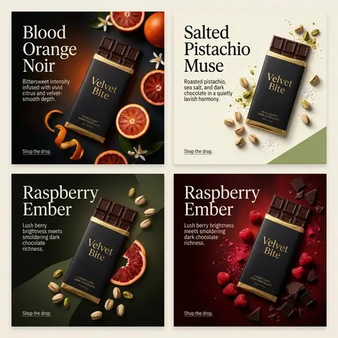 Create three realistic square premium product ads for the fictional luxury choco - AI生成图片 1
