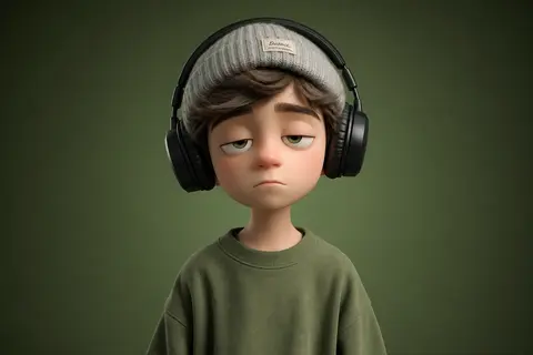 A stylized 3D cartoon boy character with a minimal, Pixar-like design, pale skin - AI生成图片 2