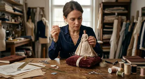 A cinematic haute-couture atelier portrait of Seraphine Vale meticulously hand-s - AI生成图片 4