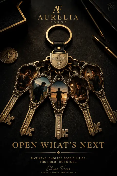 A premium 9:16 keychain advertising poster. Main Subject: A luxury keychain - AI生成图片 1