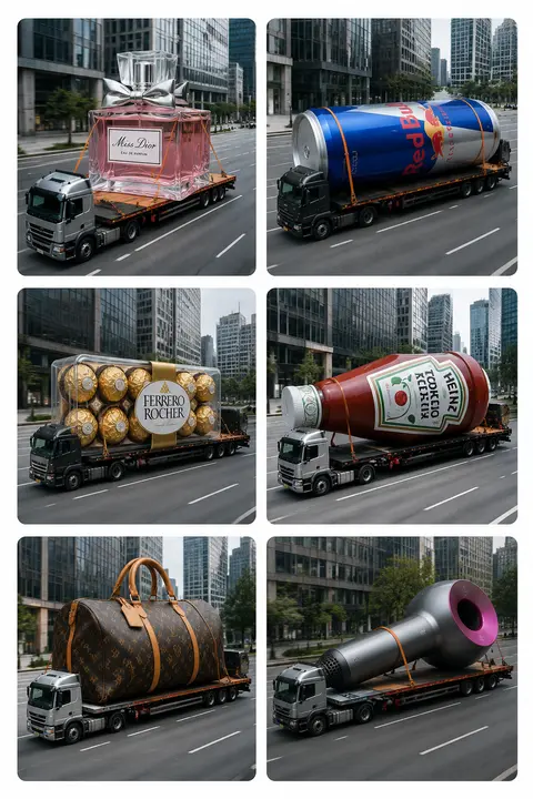 超写实航拍/高机位城市街景拼贴海报，六宫格布局，白色留白边框与圆角卡片，现代空旷都市主干道，灰色沥青路面、清晰车道线、两侧玻璃幕墙写字楼、少量行人、自然日光、阴 - AI生成图片 1