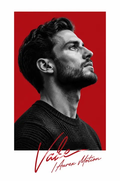 Minimalist editorial portrait poster design featuring elite striker Dorian Vale - AI生成图片 4