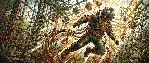 A collector-edition vertical poster of a deep-sea diver bursting through a sun-d - AI生成图片 2