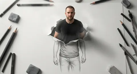 A breathtaking Trompe L’oeil 3D artwork featuring a subject modeled from the upl - AI生成图片 3