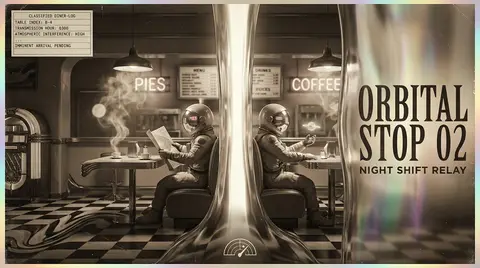 Vertical cinematic poster, twin astronaut explorers seated back-to-back in a des - AI生成图片 1