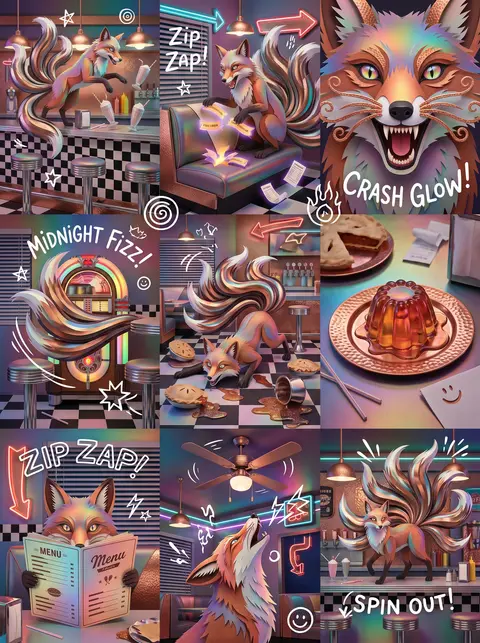 3x3 collage composition, each panel showing a different explosive moment of a my - AI生成图片 2