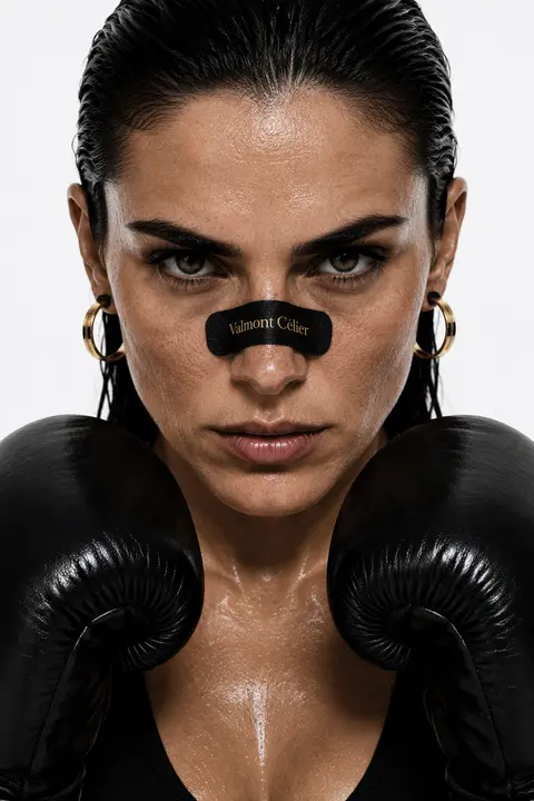 Cinematic close-up portrait of prizefighter Elara Voss, center-framed in a perfe - AI生成图片 1