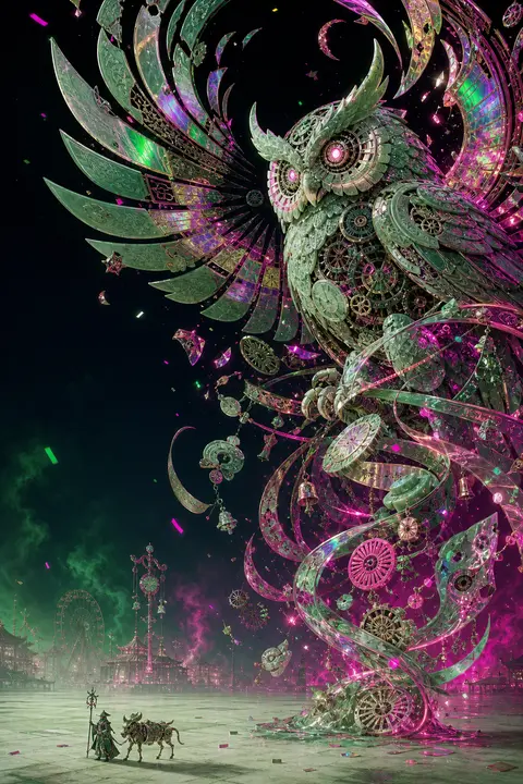 9:16 vertical composition, a chaotic midnight carnival rendered as an ultra-mini - AI生成图片 1