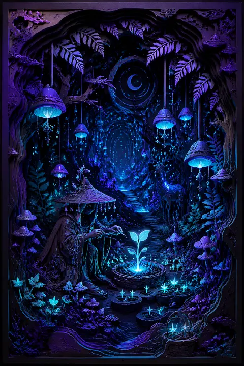 A celestial gardener tending bioluminescent star-seeds in a nocturnal enchanted - AI生成图片 1