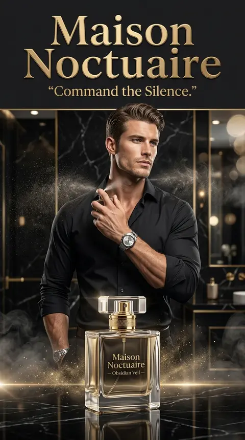 Ultra-premium luxury perfume advertisement, vertical 9:16 format, featuring Cass - AI生成图片 1