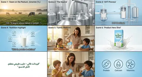 Storyboard Prompt: Verdant Valley Full-Fat UHT Milk (1L) Concept: “Pure from N - AI生成图片 2