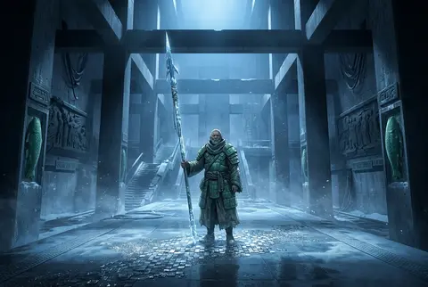 Epic anime poster, 2:1 panoramic composition — on a vast abandoned subway platfo - AI生成图片 1