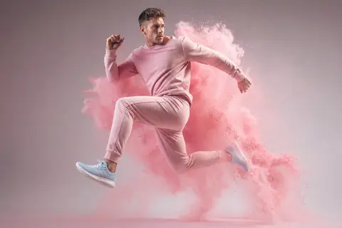 A hyper-realistic studio photograph of a male athlete mid-air as if running or j - AI生成图片 3