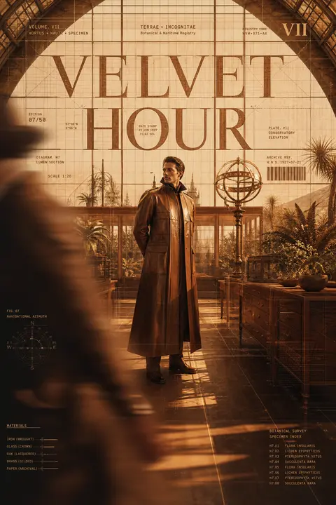 9:16 ultra-luxury editorial poster titled "VELVET HOUR", rendered as a tense cin - AI生成图片 2