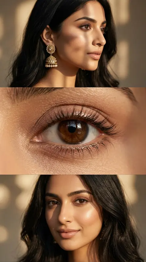 Luxurious cinematic feminine beauty collage in three elegant horizontal panels, - AI生成图片 3