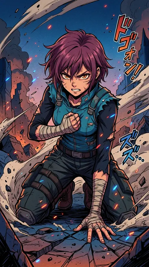 Una ilustración vertical 9:16 de anime shonen contemporáneo que muestra a una jo - AI生成图片 2