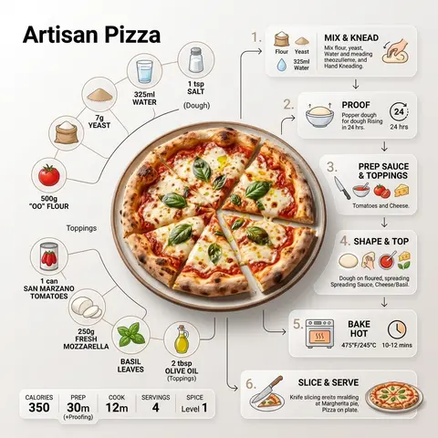 Ultra-clean modern recipe infographic for Pizza, featuring a beautifully finishe - AI生成图片 3