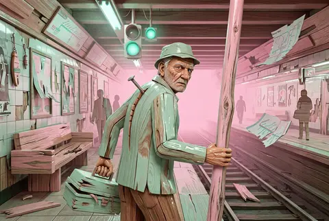An elderly fisherman with salt-cracked cheeks and a spine like a hooked nail sta - AI生成图片 3
