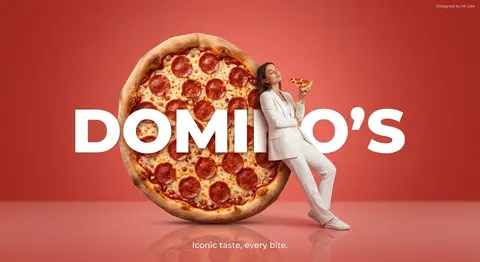 Minimalist commercial ad featuring oversized Domino’s Pepperoni Pizza, ultra-cle - AI生成图片 1