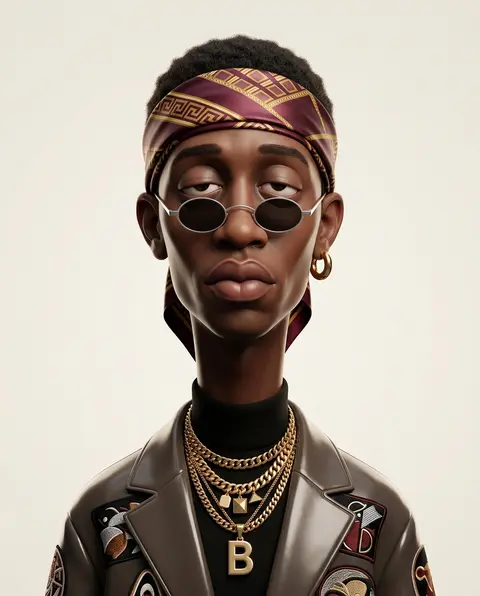 Create an exaggerated, fashion-forward stylized 3D caricature portrait based on - AI生成图片 2