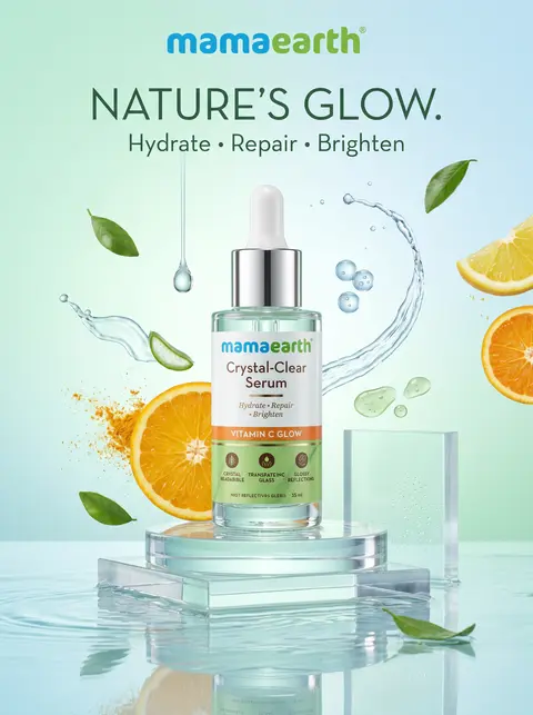 Ultra-premium vertical 4:5 social media skincare poster for **Mamaearth serum**, - AI生成图片 1