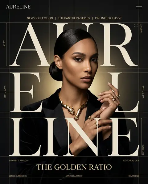 Aureline × Zaria Vale — “THE GOLDEN RATIO” FORMAT: Ultra-premium jewelry campai - AI生成图片 1