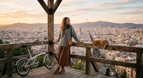 A cinematic golden-hour photograph of Elara Voss standing on a weathered wooden - AI生成图片 3