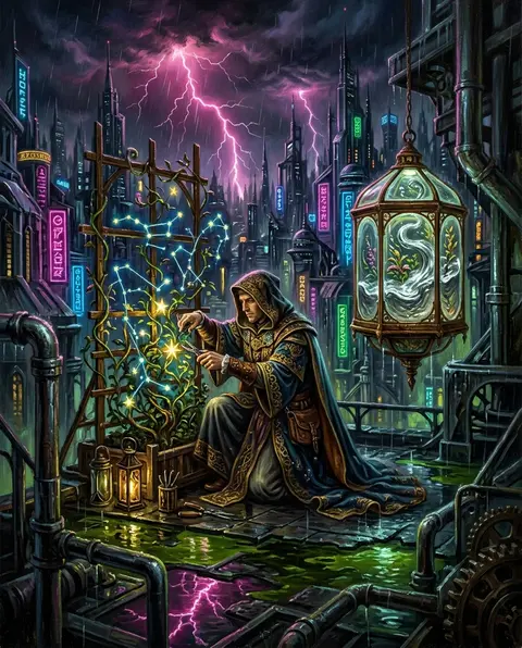 A baroque oil painting of a celestial gardener tending living constellations on - AI生成图片 3