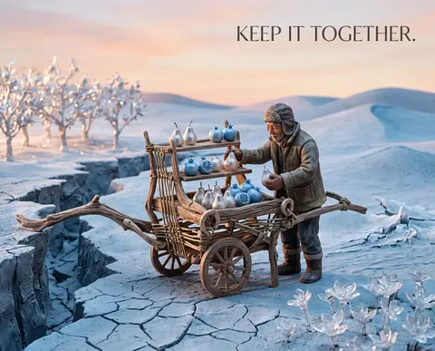 9:16 luxury editorial poster in claymation stop-motion style: an intimate dawn s - AI生成图片 1