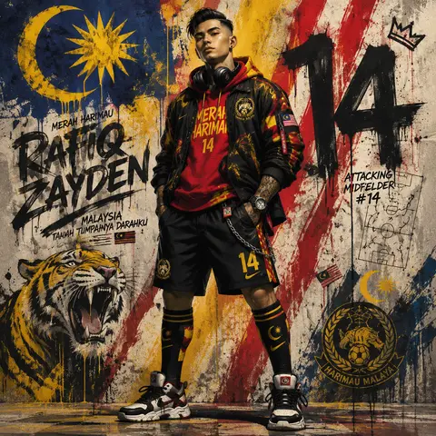 Rafiq Zayden, an original Southeast Asian football icon, featured in a Malaysia - AI生成图片 1