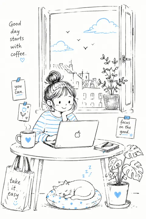 Create a charming hand-drawn cartoon illustration that feels like a quick sketch - AI生成图片 1