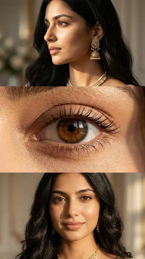 Luxurious cinematic feminine beauty collage in three elegant horizontal panels, - AI生成图片 1