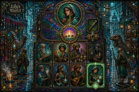 A dreamlike character-selection tableau reimagined as a serene stained-glass mos - AI生成图片 1