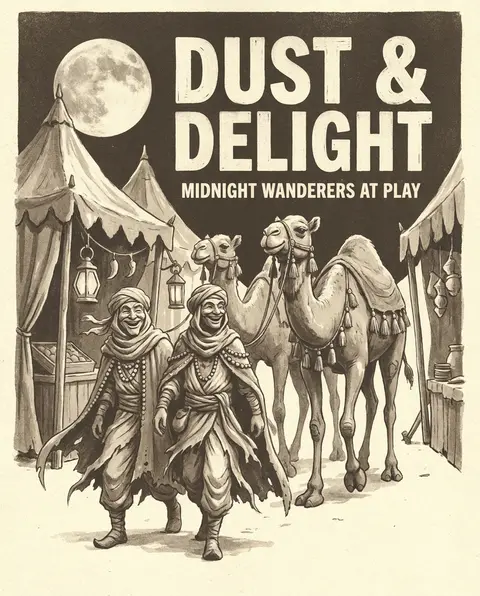 a moonlit carnival procession led by a desert nomad caravan, front-facing full-b - AI生成图片 3