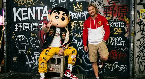 A stylized urban streetwear tableau in a gritty, graffiti-splashed alley, framed - AI生成图片 4