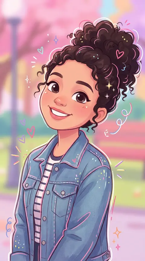 Transform the uploaded portrait into a cute, candy-bright cartoon illustration w - AI生成图片 1