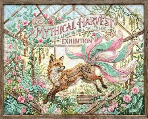 A radiant exhibition poster in exuberant embroidered textile art, centered on a - AI生成图片 4